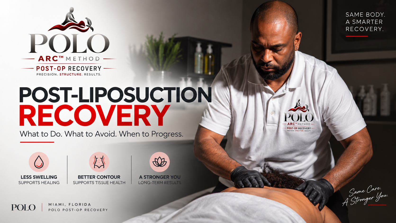 Post-liposuction recovery treatment at Polo Post-Op Recovery in Miami